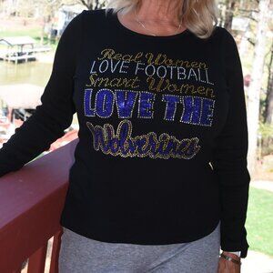 Wolverines Real Women Love Football rhinestone long sleeve shirt XS S M L XL…